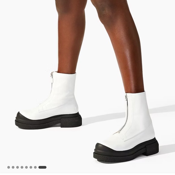 Stuart Weitzman White Charli Zip Sportlift Bootie Creeper Boots 6 W - Picture 3 of 14